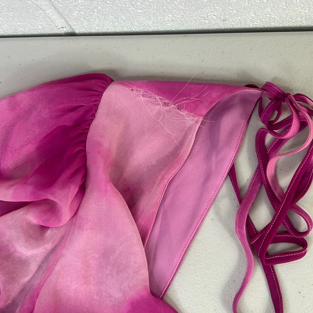 RTR TOCCIN X RTR
Pink Tie Dye Romper Sz 10 Open Back Satin Long Sleeve Ruffles - Picture 7 of 8